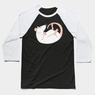 A cute, white husky pet rat playing/sleeping for ratlovers Baseball T-Shirt